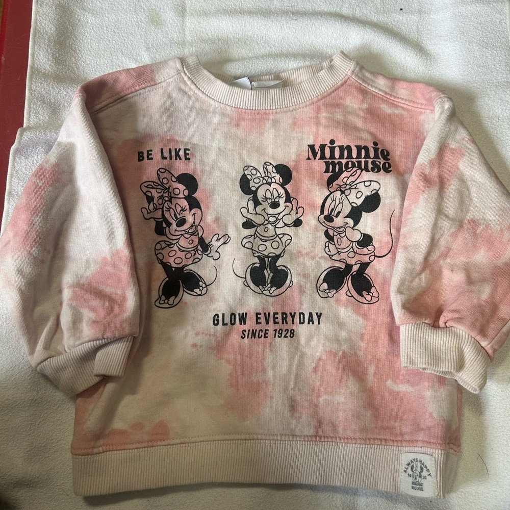 Disney Minnie Mouse Tie-Dye Sweatshirt - Pink and White